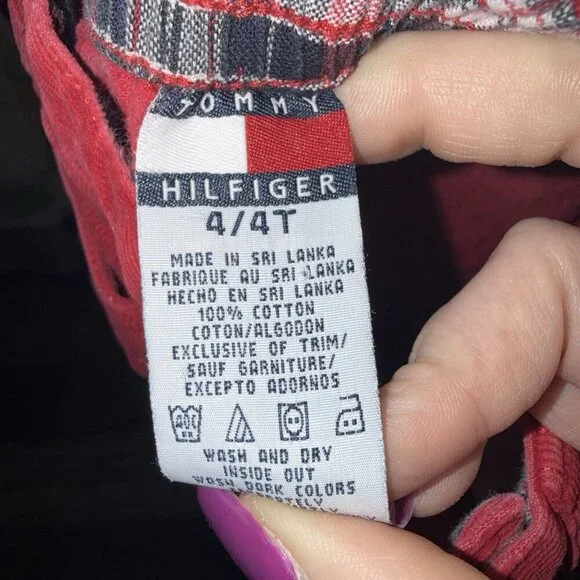 VTG Y2K Tommy Hilfiger Girls Red Corduroy Flare Leg Pants With Embroidery 4T - Picture 5 of 5